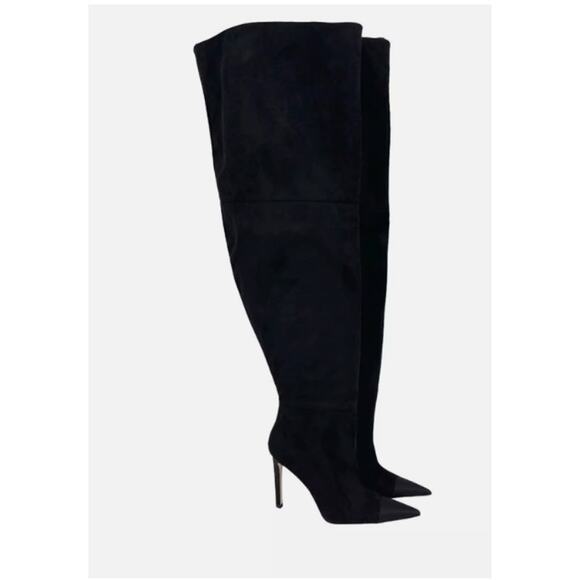 NIB Good American Women's Suede Stiletto Pointed Toe  Over the Knee Boots Sz 12 - Picture 2 of 14